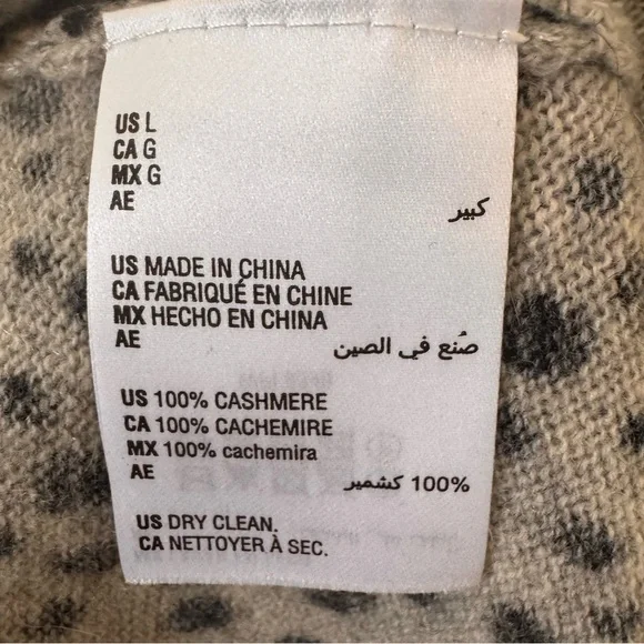 Charter Club Luxury 100% Cashmere Turtleneck Sweater Grey Animal Print Sz Large - Picture 13 of 13